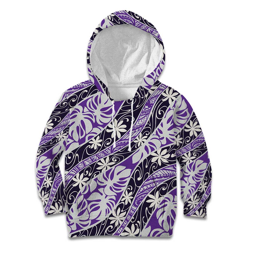Vareau Tahiti Tiare Monstera Kid Hoodie Polynesian Pattern Curve Style - Polynesian Pride