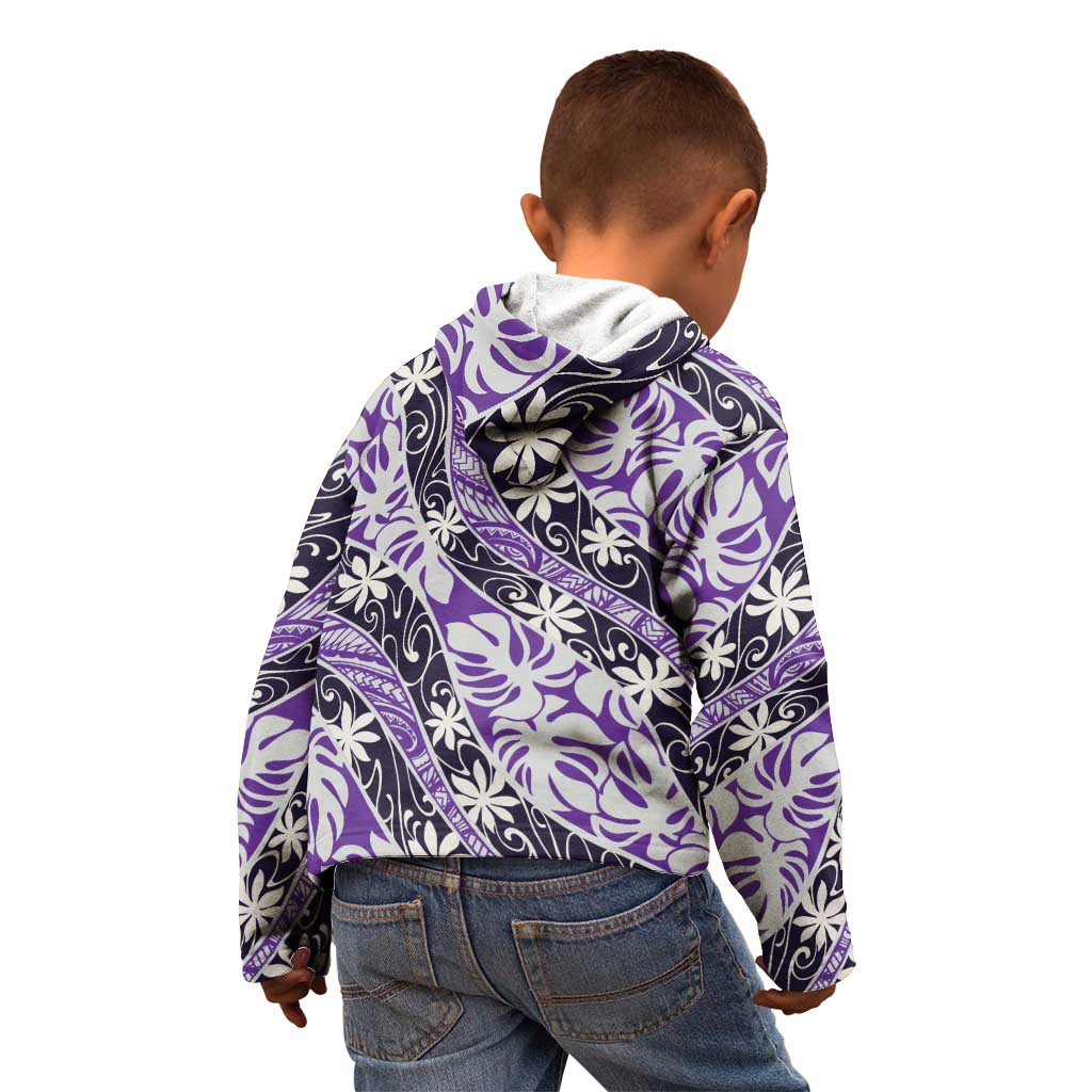Vareau Tahiti Tiare Monstera Kid Hoodie Polynesian Pattern Curve Style - Polynesian Pride