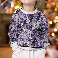 Vareau Tahiti Tiare Monstera Kid Ugly Christmas Sweater Polynesian Pattern Curve Style - Polynesian Pride