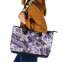 Vareau Tahiti Tiare Monstera Leather Tote Bag Polynesian Pattern Curve Style - Polynesian Pride
