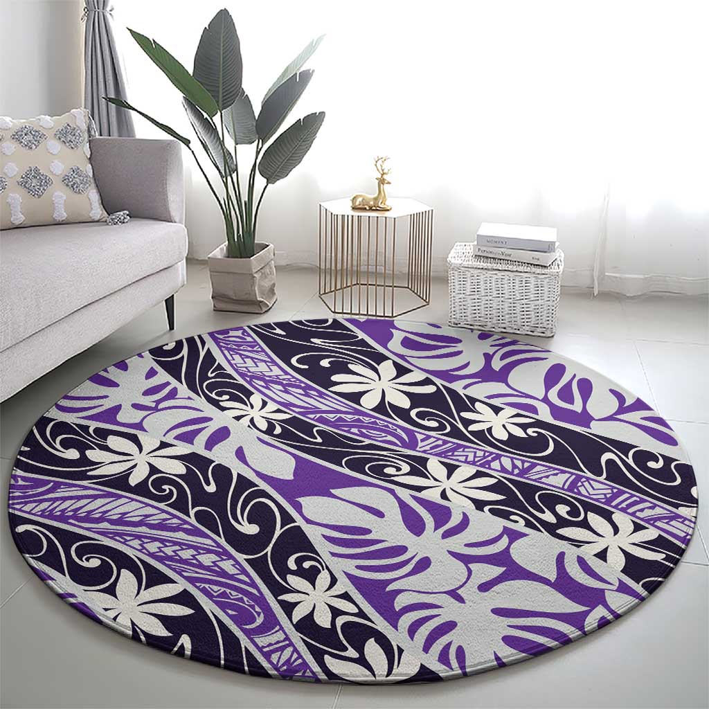Vareau Tahiti Tiare Monstera Round Carpet Polynesian Pattern Curve Style LT01 - Polynesian Pride