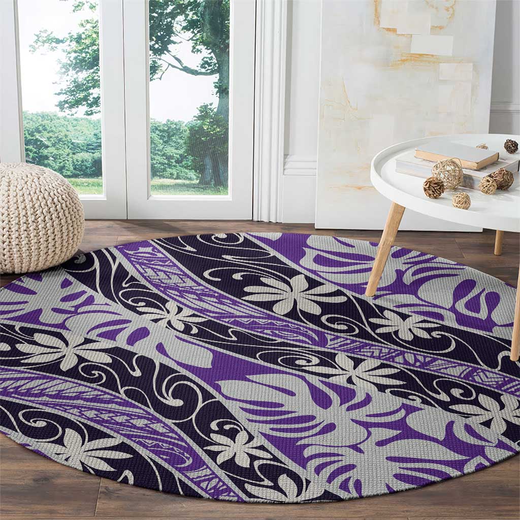 Vareau Tahiti Tiare Monstera Round Carpet Polynesian Pattern Curve Style LT01 - Polynesian Pride