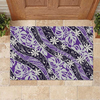 Vareau Tahiti Tiare Monstera Rubber Doormat Polynesian Pattern Curve Style LT01 Purple - Polynesian Pride