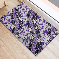 Vareau Tahiti Tiare Monstera Rubber Doormat Polynesian Pattern Curve Style LT01 - Polynesian Pride