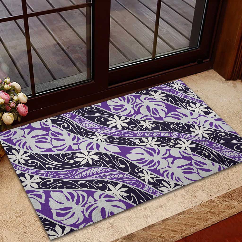 Vareau Tahiti Tiare Monstera Rubber Doormat Polynesian Pattern Curve Style LT01 - Polynesian Pride