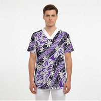 Vareau Tahiti Tiare Monstera Scrub Top Polynesian Pattern Curve Style LT01 - Polynesian Pride