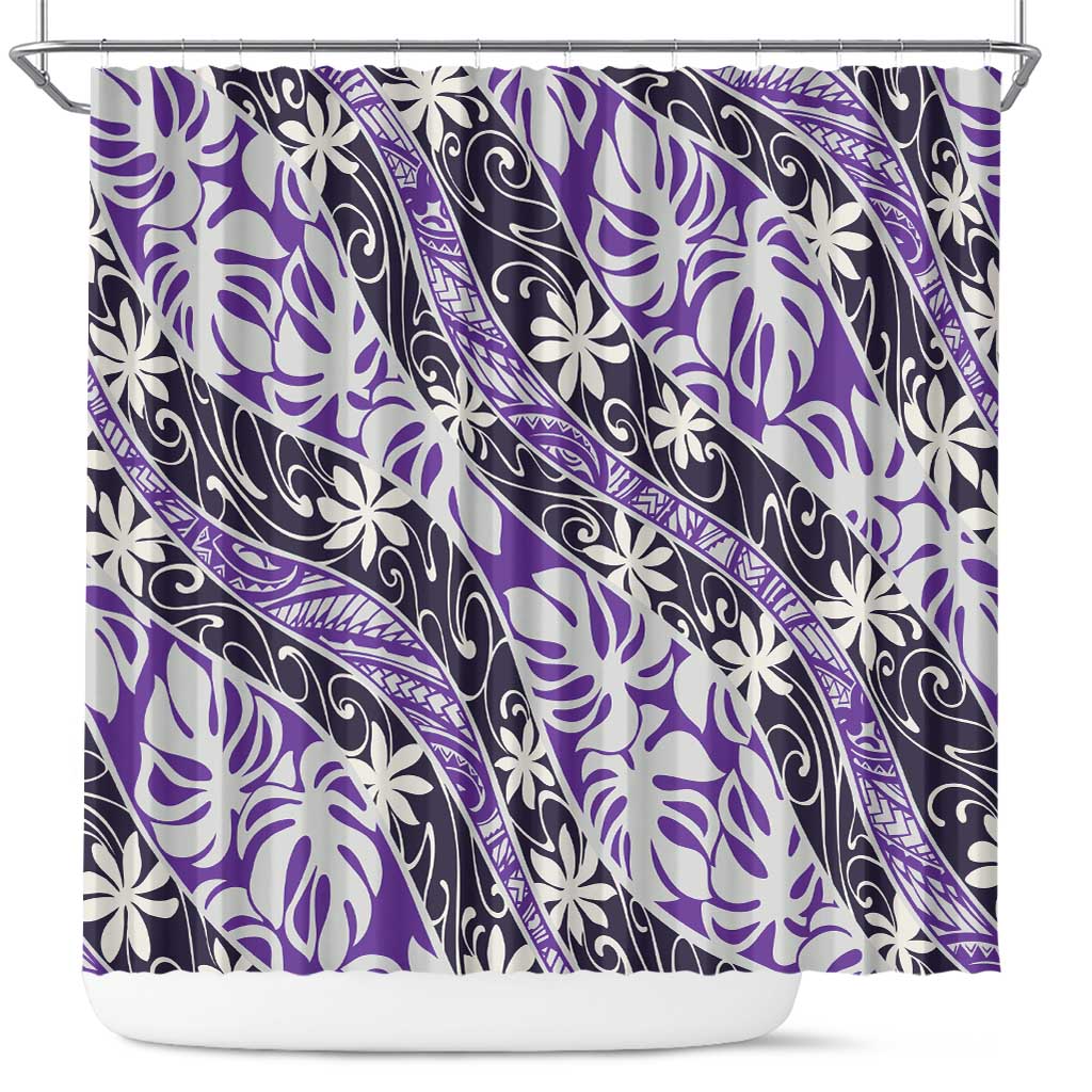 Vareau Tahiti Tiare Monstera Shower Curtain Polynesian Pattern Curve Style - Polynesian Pride