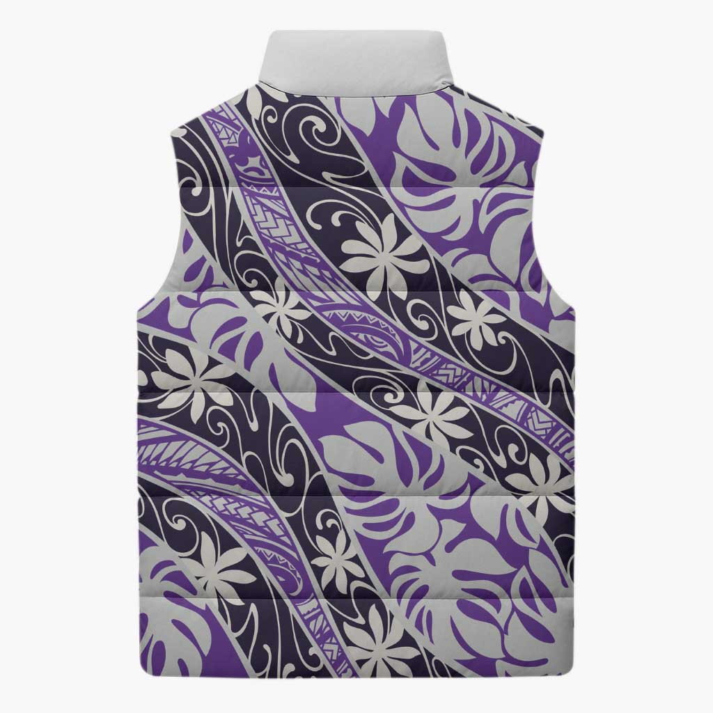 Vareau Tahiti Tiare Monstera Sleeveless Puffer Jacket Polynesian Pattern Curve Style LT01 - Polynesian Pride