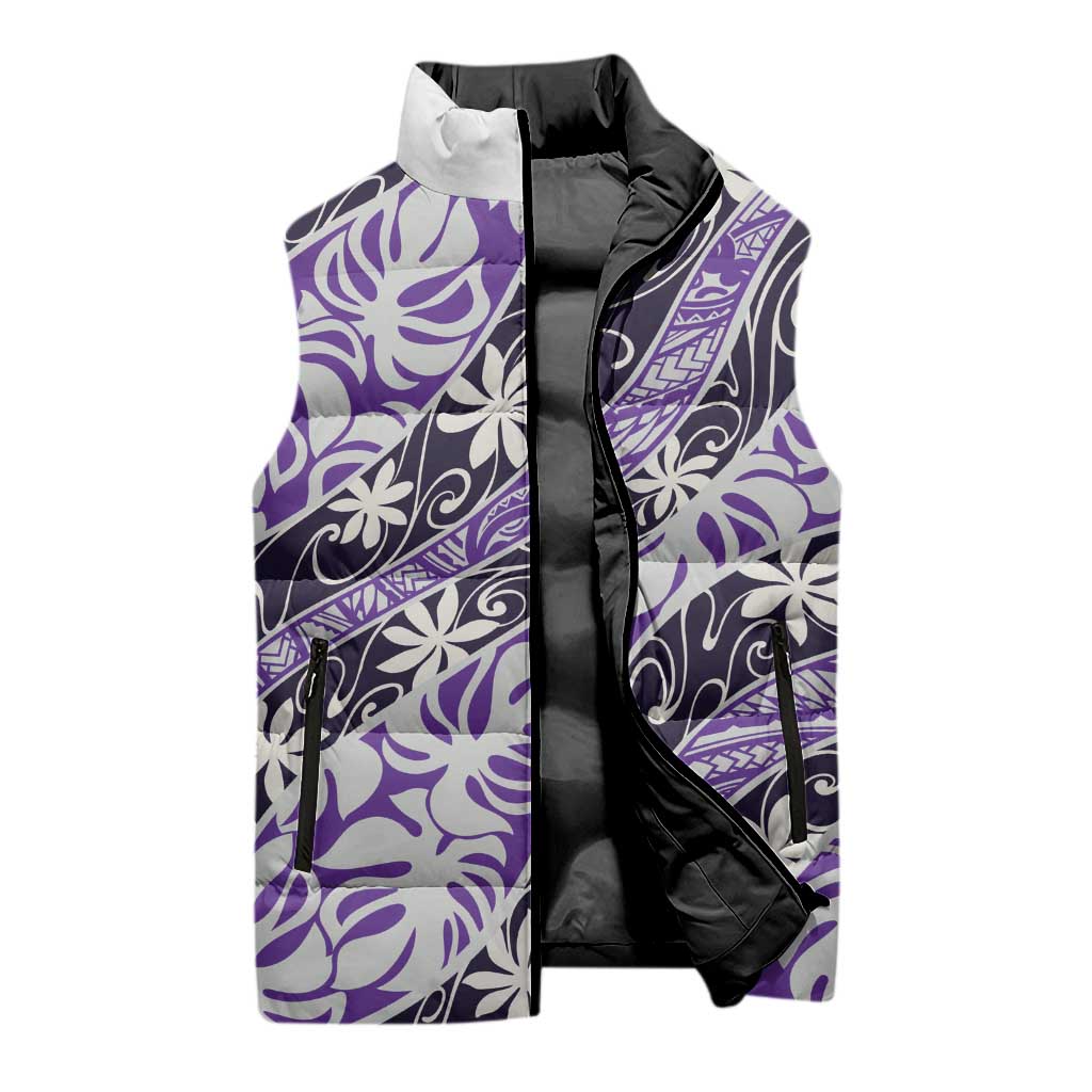 Vareau Tahiti Tiare Monstera Sleeveless Puffer Jacket Polynesian Pattern Curve Style LT01 - Polynesian Pride