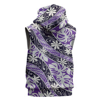 Vareau Tahiti Tiare Monstera Sleeveless Zip Hoodie Polynesian Pattern Curve Style LT01 - Polynesian Pride