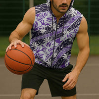 Vareau Tahiti Tiare Monstera Sleeveless Zip Hoodie Polynesian Pattern Curve Style LT01 - Polynesian Pride