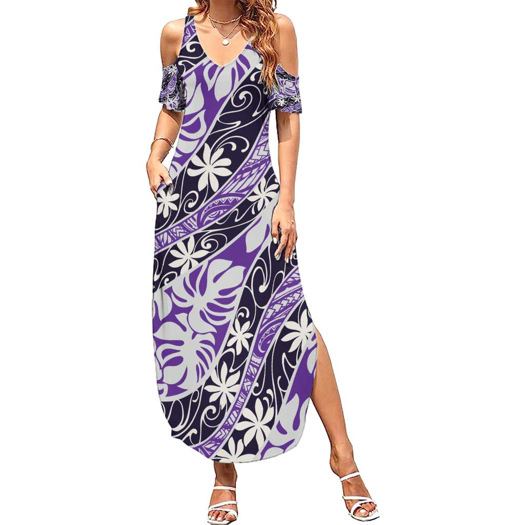 Vareau Tahiti Tiare Monstera Summer Maxi Dress Polynesian Pattern Curve Style - Polynesian Pride