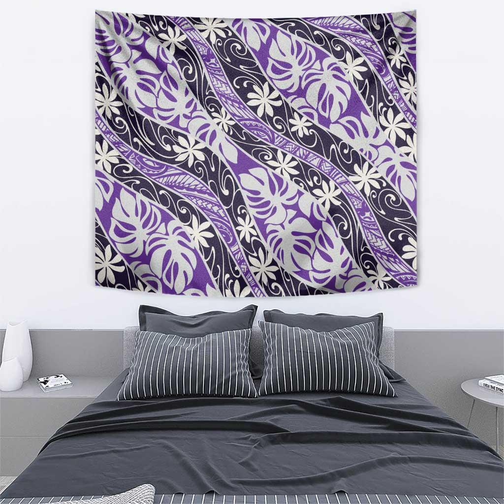 Vareau Tahiti Tiare Monstera Tapestry Polynesian Pattern Curve Style - Polynesian Pride