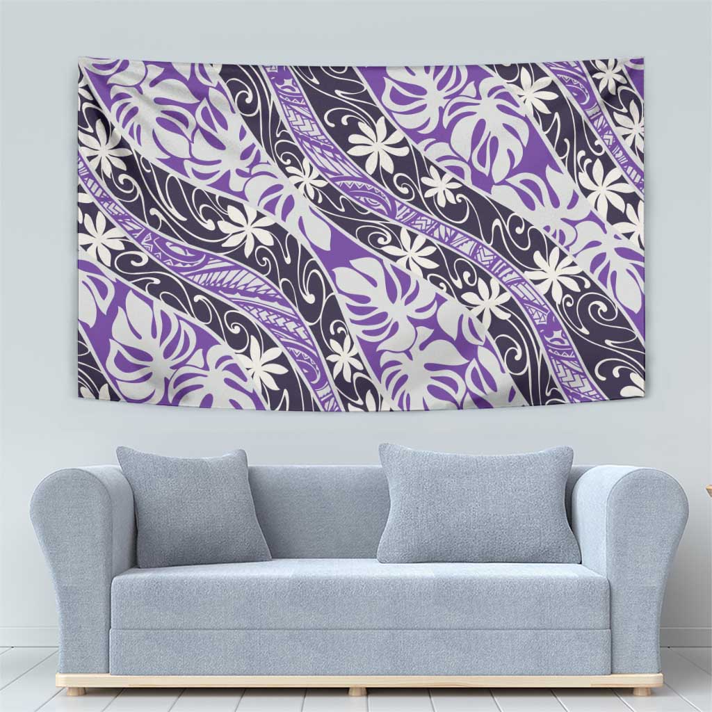 Vareau Tahiti Tiare Monstera Tapestry Polynesian Pattern Curve Style - Polynesian Pride