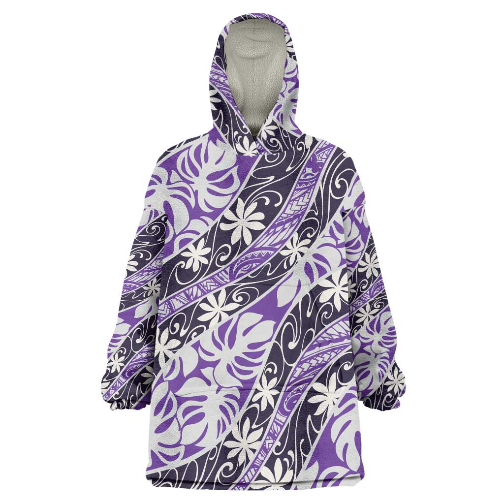 Vareau Tahiti Tiare Monstera Wearable Blanket Hoodie Polynesian Pattern Curve Style - Polynesian Pride