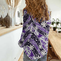 Vareau Tahiti Tiare Monstera Women Casual Shirt Polynesian Pattern Curve Style - Polynesian Pride