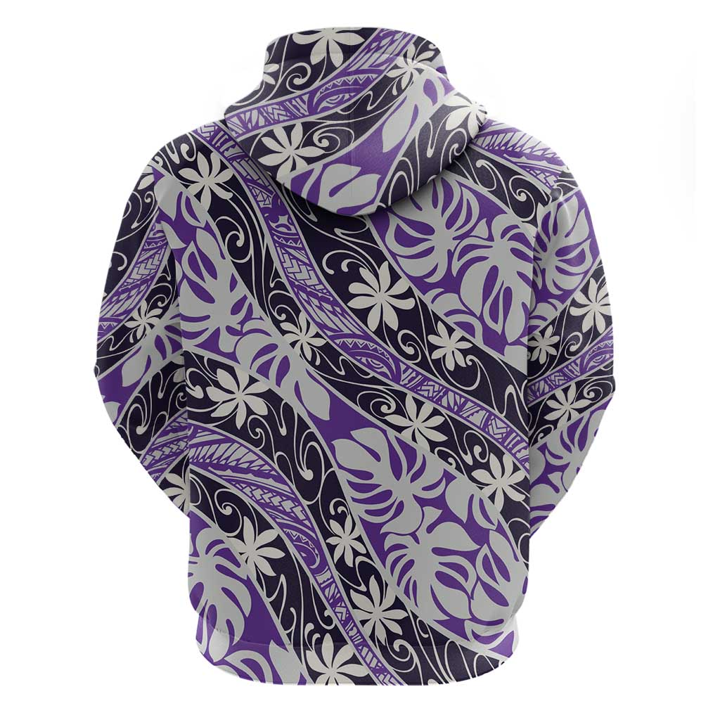 Vareau Tahiti Tiare Monstera Zip Hoodie Polynesian Pattern Curve Style - Polynesian Pride