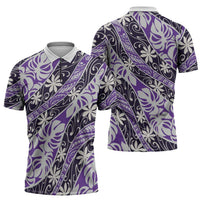 Vareau Tahiti Tiare Monstera Zipper Polo Shirt Polynesian Pattern Curve Style - Polynesian Pride