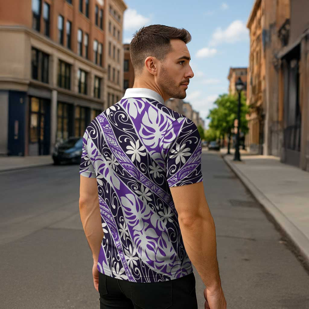 Vareau Tahiti Tiare Monstera Zipper Polo Shirt Polynesian Pattern Curve Style - Polynesian Pride