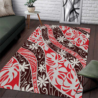 Uteute Tahiti Tiare Monstera Area Rug Polynesian Pattern Curve Style - Polynesian Pride
