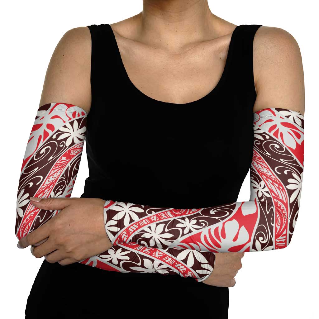 Uteute Tahiti Tiare Monstera Arm Sleeves Polynesian Pattern Curve Style LT01 - Polynesian Pride