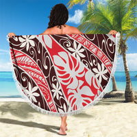 Uteute Tahiti Tiare Monstera Beach Blanket Polynesian Pattern Curve Style - Polynesian Pride