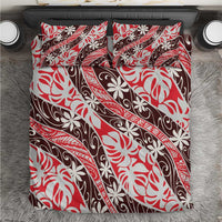 Uteute Tahiti Tiare Monstera Bedding Set Polynesian Pattern Curve Style LT01 Red - Polynesian Pride