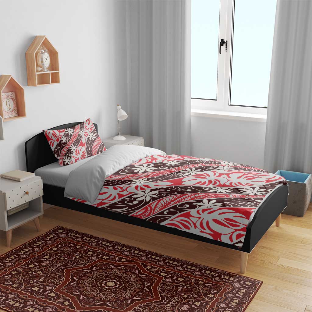 Uteute Tahiti Tiare Monstera Bedding Set Polynesian Pattern Curve Style LT01 - Polynesian Pride