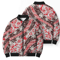 Uteute Tahiti Tiare Monstera Bomber Puffer Jacket Polynesian Pattern Curve Style LT01 - Polynesian Pride