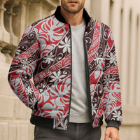 Uteute Tahiti Tiare Monstera Bomber Puffer Jacket Polynesian Pattern Curve Style LT01 - Polynesian Pride