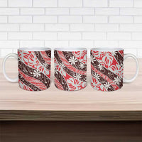Uteute Tahiti Tiare Monstera Ceramic Mug Polynesian Pattern Curve Style - Polynesian Pride