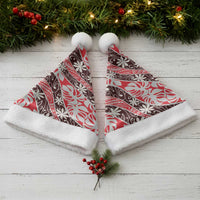 Uteute Tahiti Tiare Monstera Christmas Santa Hat Polynesian Pattern Curve Style - Polynesian Pride