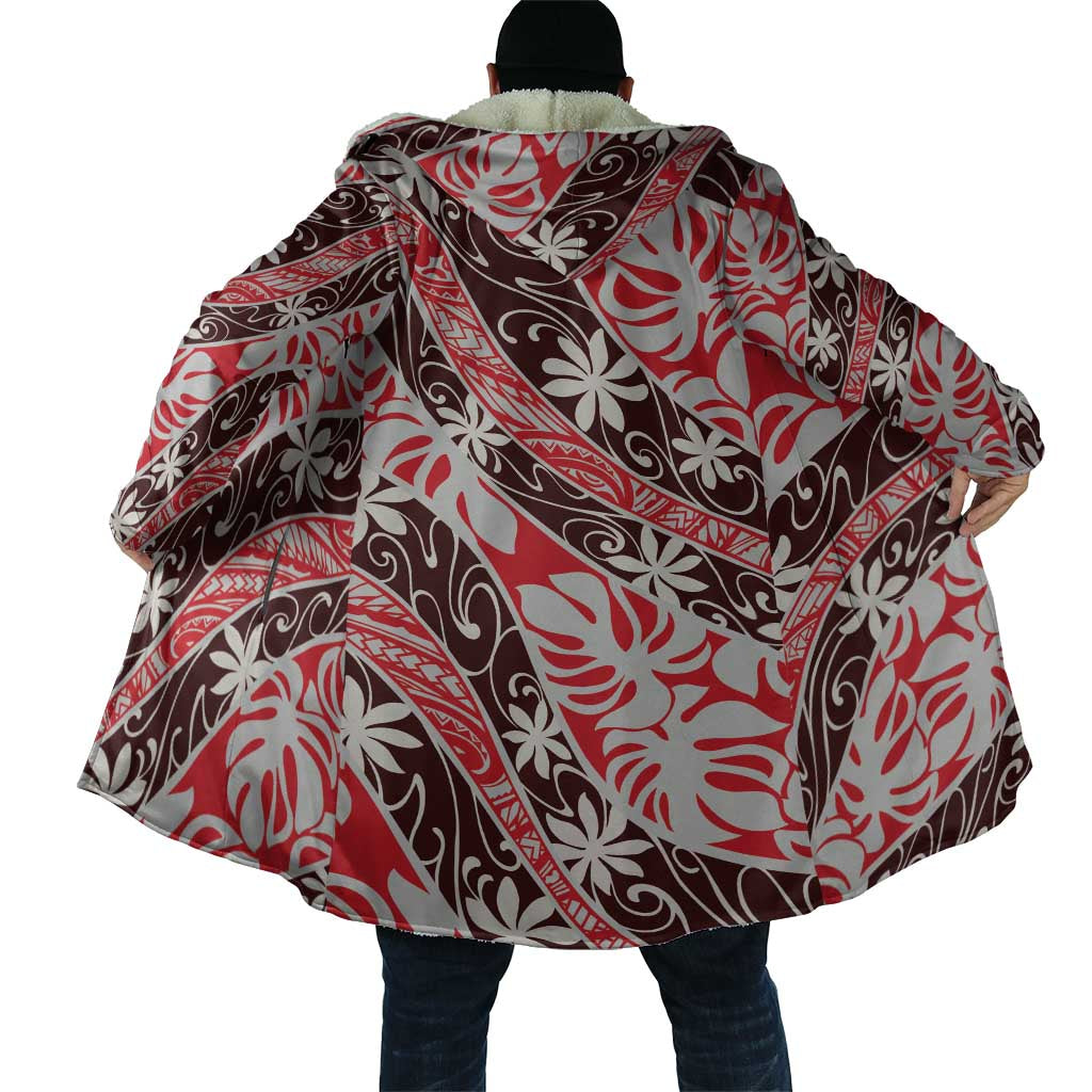 Uteute Tahiti Tiare Monstera Cloak Polynesian Pattern Curve Style - Polynesian Pride