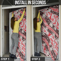 Uteute Tahiti Tiare Monstera Door Cover Polynesian Pattern Curve Style - Polynesian Pride