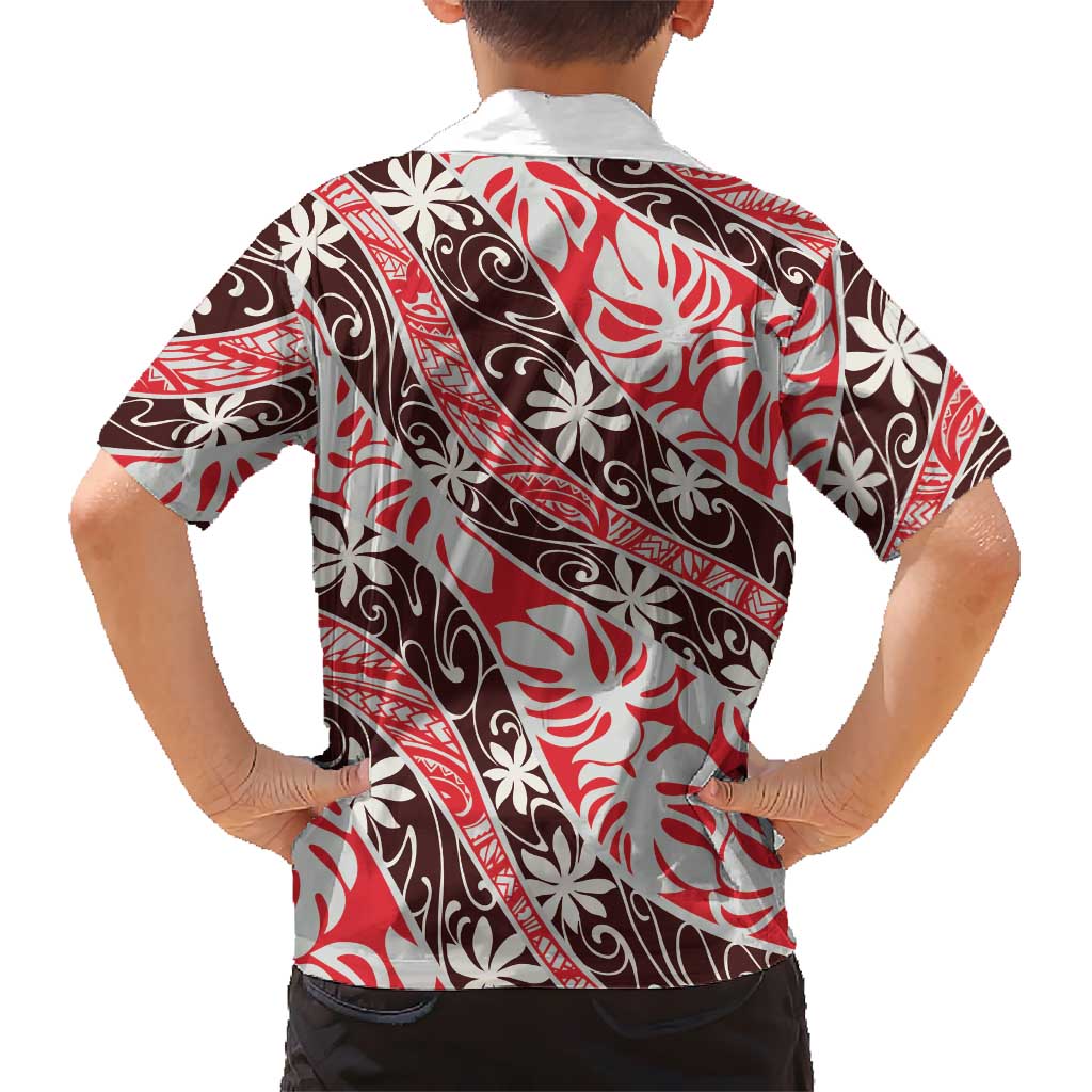 Uteute Tahiti Tiare Monstera Family Matching Puletasi and Hawaiian Shirt Polynesian Pattern Curve Style LT01 - Polynesian Pride