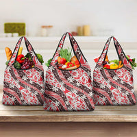 Uteute Tahiti Tiare Monstera Grocery Bag Polynesian Pattern Curve Style - Polynesian Pride