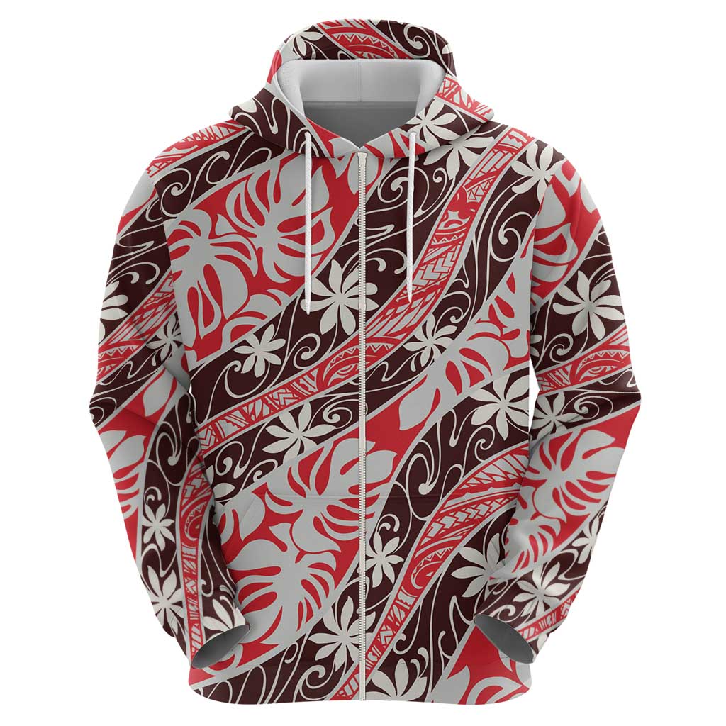 Uteute Tahiti Tiare Monstera Hoodie Polynesian Pattern Curve Style - Polynesian Pride