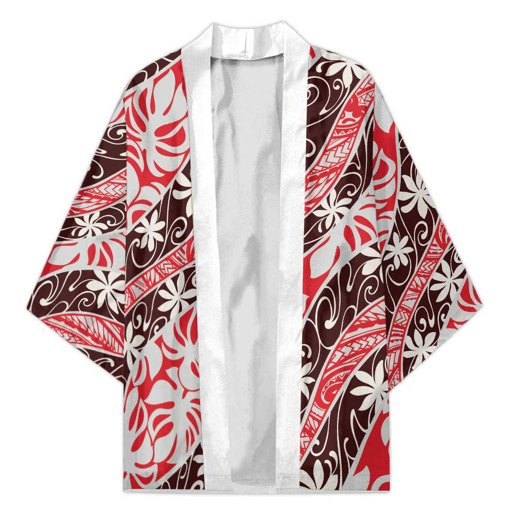 Uteute Tahiti Tiare Monstera Kimono Polynesian Pattern Curve Style - Polynesian Pride