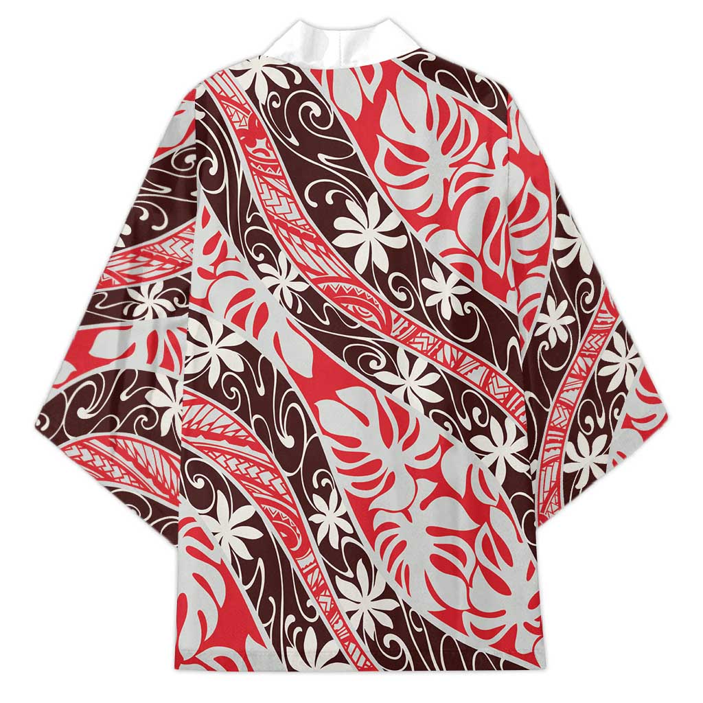 Uteute Tahiti Tiare Monstera Kimono Polynesian Pattern Curve Style - Polynesian Pride