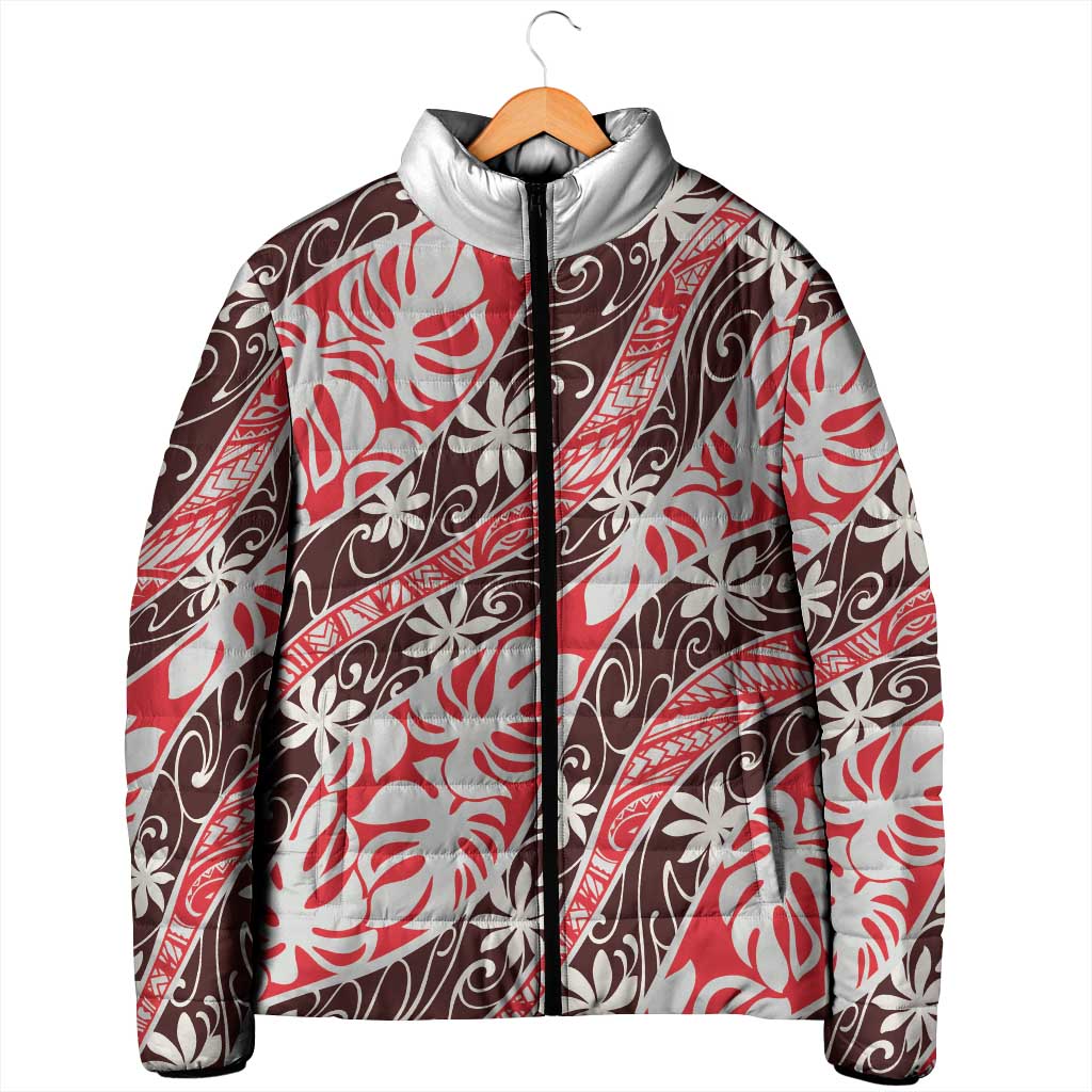 Uteute Tahiti Tiare Monstera Padded Jacket Polynesian Pattern Curve Style LT01 - Polynesian Pride