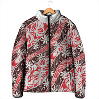 Uteute Tahiti Tiare Monstera Padded Jacket Polynesian Pattern Curve Style LT01 - Polynesian Pride