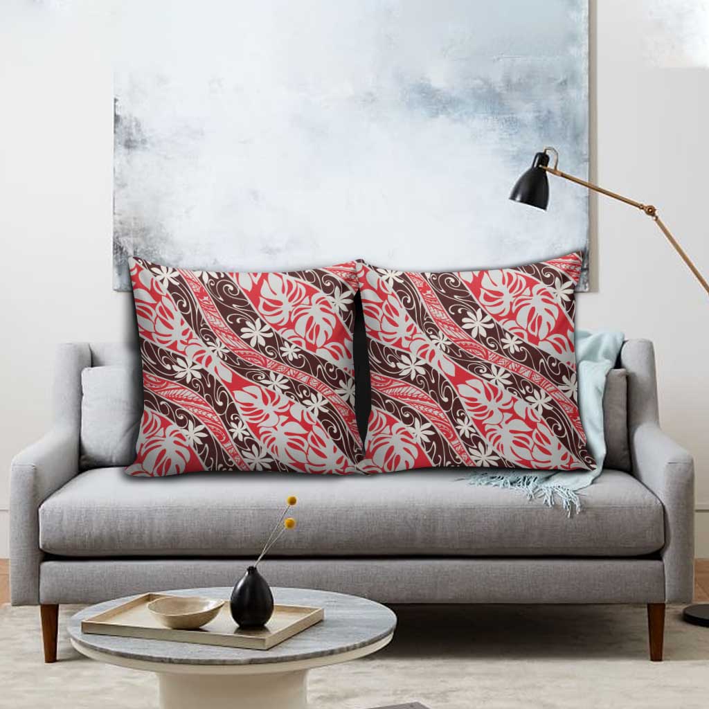 Uteute Tahiti Tiare Monstera Pillow Cover Polynesian Pattern Curve Style - Polynesian Pride