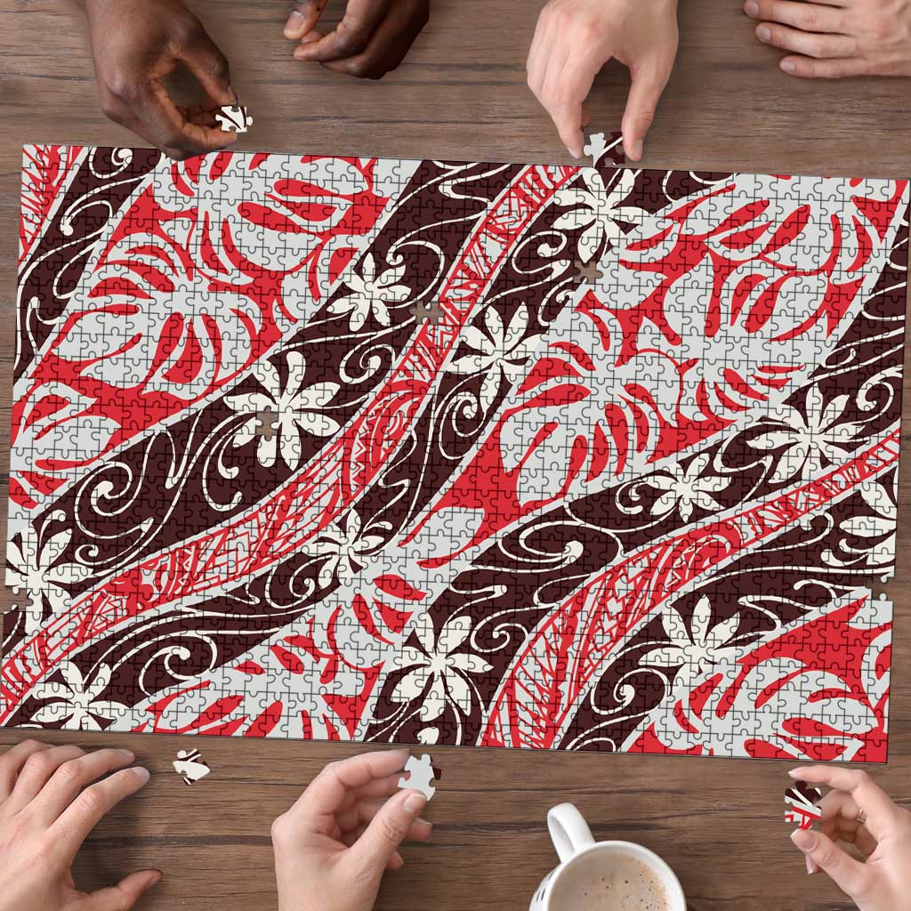 Uteute Tahiti Tiare Monstera Puzzle Polynesian Pattern Curve Style LT01 - Polynesian Pride