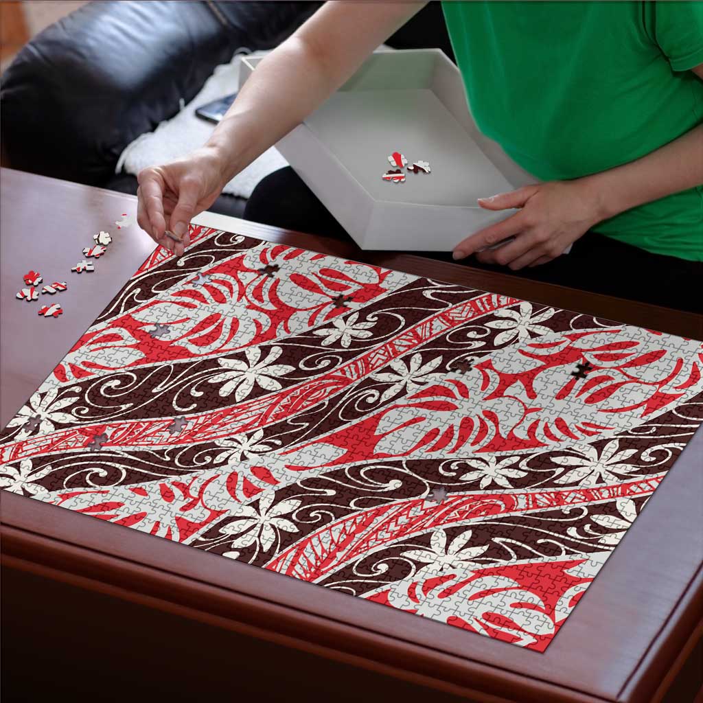 Uteute Tahiti Tiare Monstera Puzzle Polynesian Pattern Curve Style LT01 - Polynesian Pride