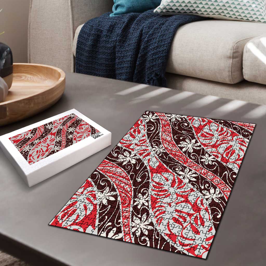 Uteute Tahiti Tiare Monstera Puzzle Polynesian Pattern Curve Style LT01 - Polynesian Pride