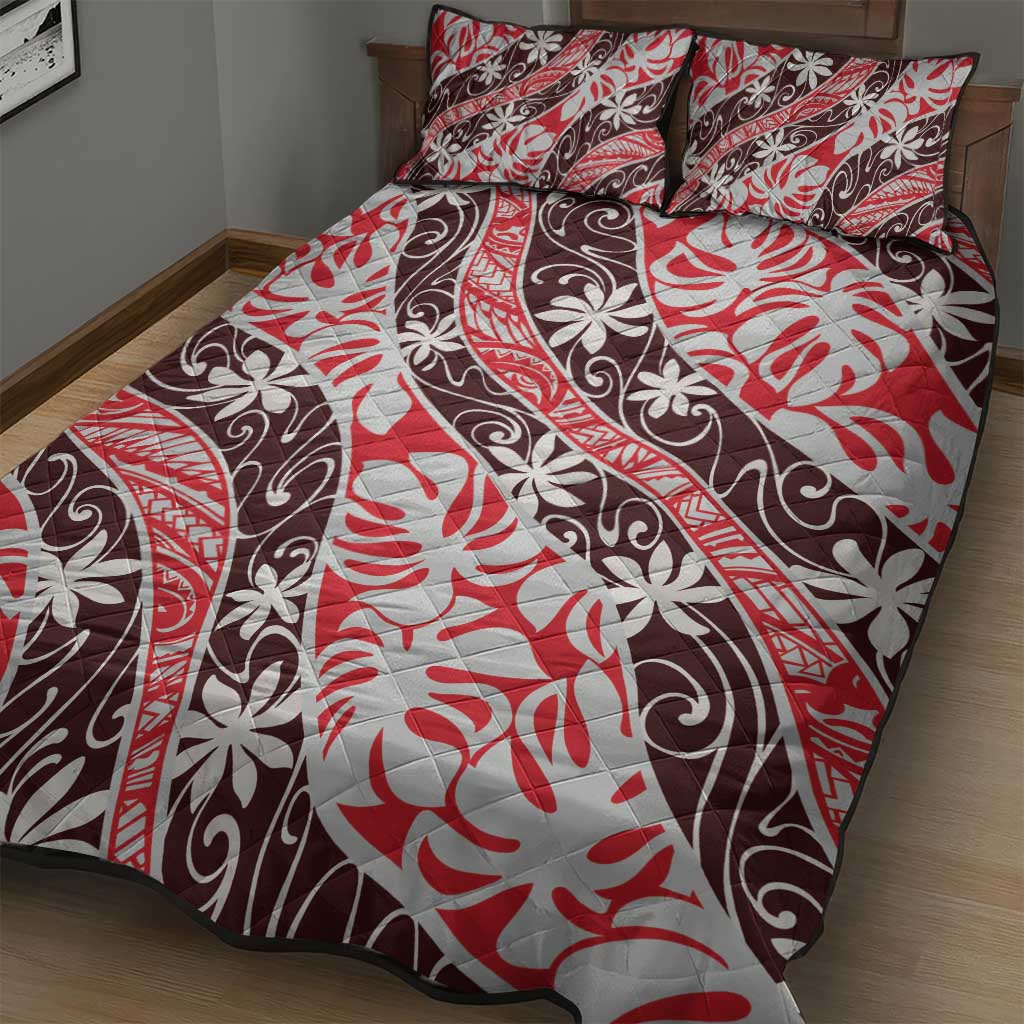 Uteute Tahiti Tiare Monstera Quilt Bed Set Polynesian Pattern Curve Style LT01 - Polynesian Pride