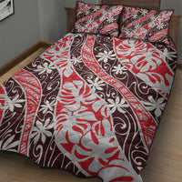 Uteute Tahiti Tiare Monstera Quilt Bed Set Polynesian Pattern Curve Style LT01 - Polynesian Pride