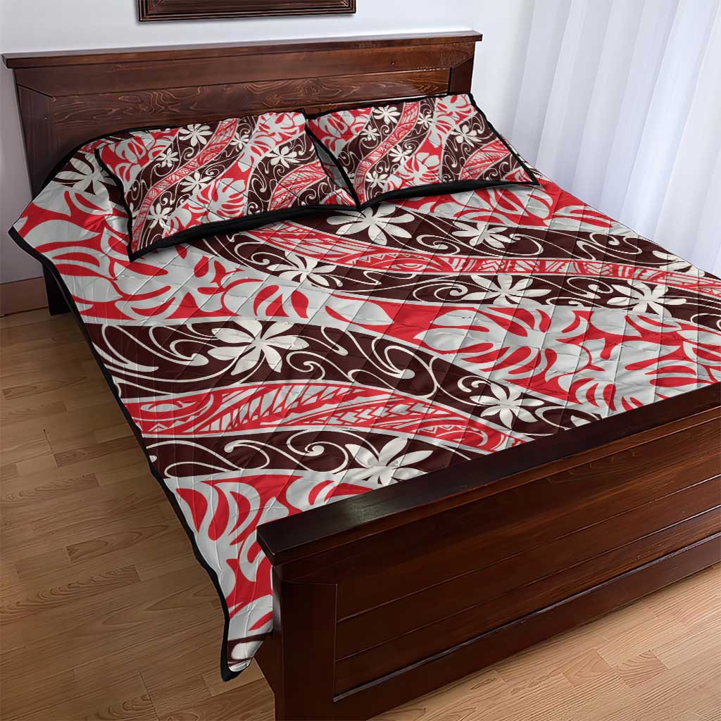 Uteute Tahiti Tiare Monstera Quilt Bed Set Polynesian Pattern Curve Style LT01 - Polynesian Pride