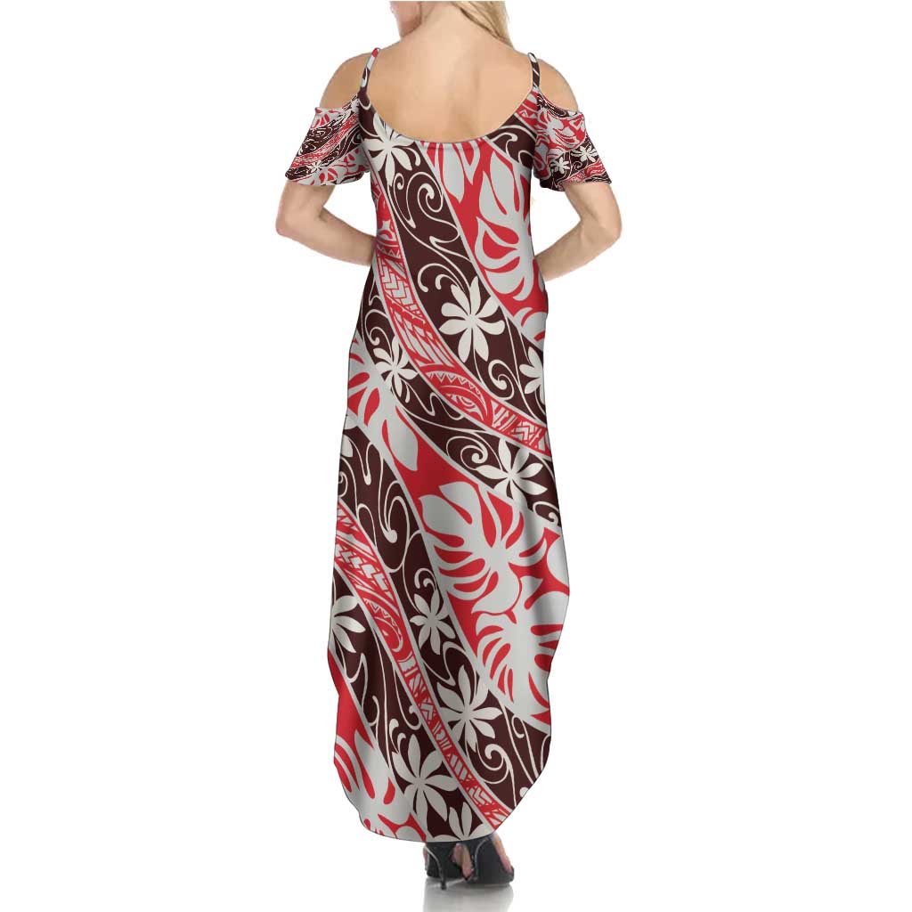 Uteute Tahiti Tiare Monstera Summer Maxi Dress Polynesian Pattern Curve Style - Polynesian Pride