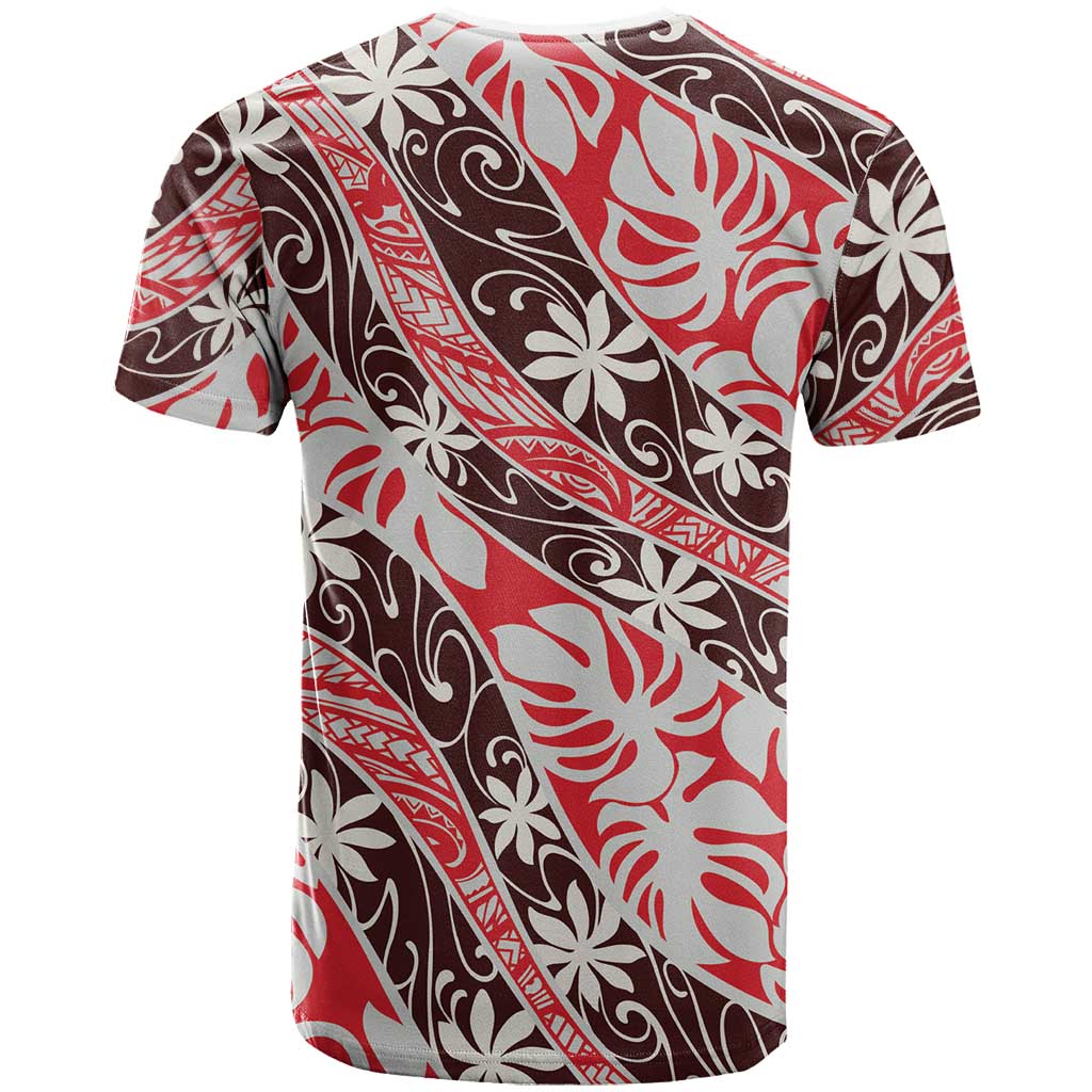 Uteute Tahiti Tiare Monstera T Shirt Polynesian Pattern Curve Style - Polynesian Pride